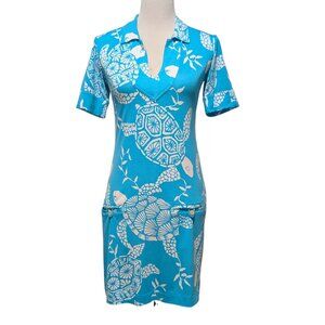 Tori Richard Womens NWT Size S Pacific Blue Turtle Bay Short Sleeve Jaxon Dress